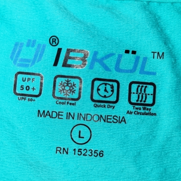 IBKUL Men's Cool Feel T Shirt Size Large NWT UPF 50 Aqua Blue - Picture 4 of 10